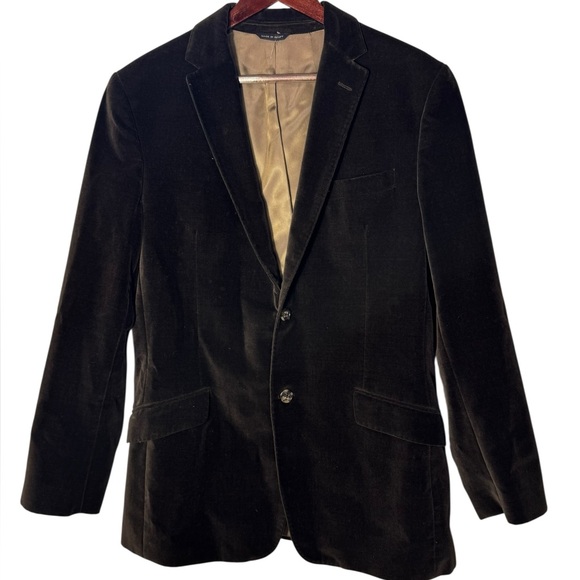 Banana Republic Black Velvet Blazer Sport Coat Men's Size 42R Velour Jacket - Picture 1 of 16